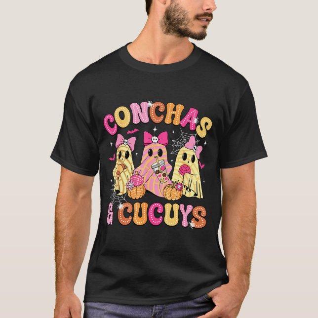 Cute Conchas And Cucuys Ghost Funny Mexican Hallow T-Shirt (Front)