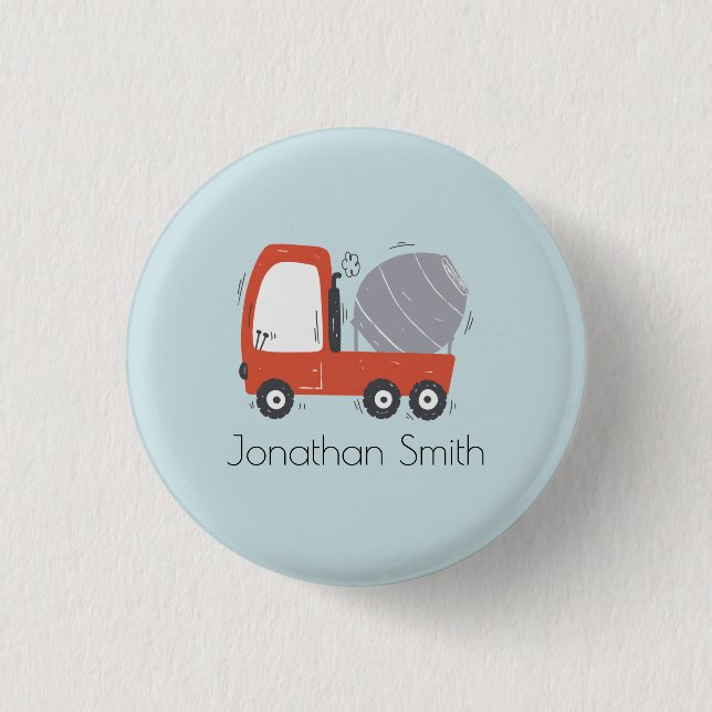Cute Concrete Mixer Illustration Custom 3 Cm Round Badge (Front)
