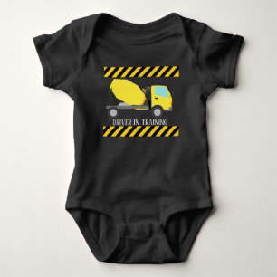 cute concrete truck driver in training baby boys bodysuit