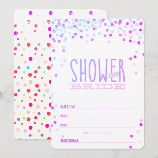 Cute Confetti Bridal Shower Invitation (Front/Back)