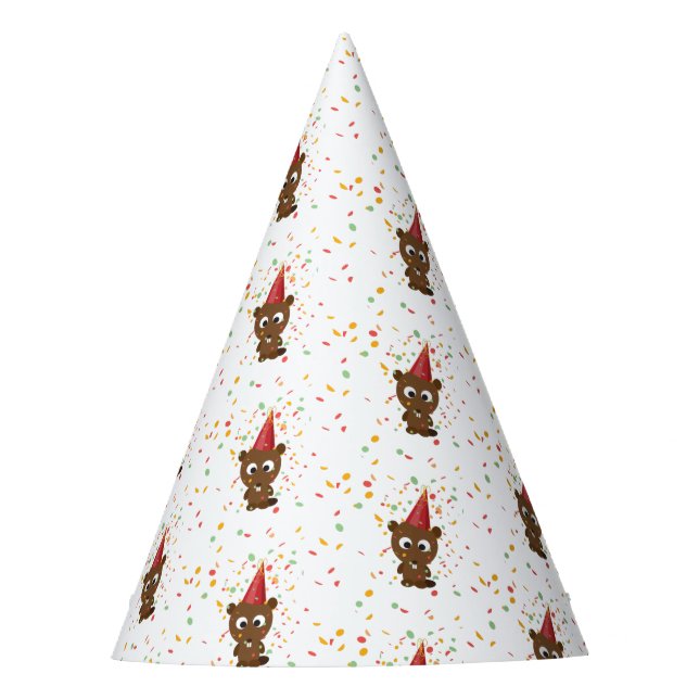 Cute Confetti Party Beaver Party Hat (Front)