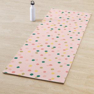 Cute Confetti Polka Dots Pattern Blush Green Yoga Mat
