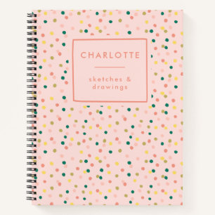 Cute Confetti Polka Dots Pattern Blush Sketchbook Notebook