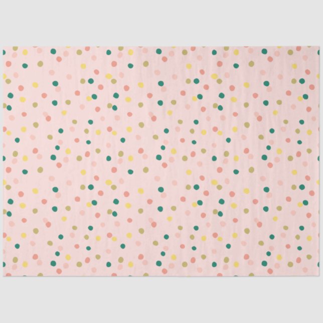 Cute Confetti Polka Dots Pattern Pink Green Tissue Paper (Front)