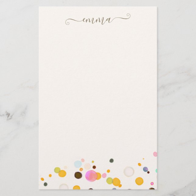 Cute Confetti Signature Script   Post-it Notes Stationery (Front)