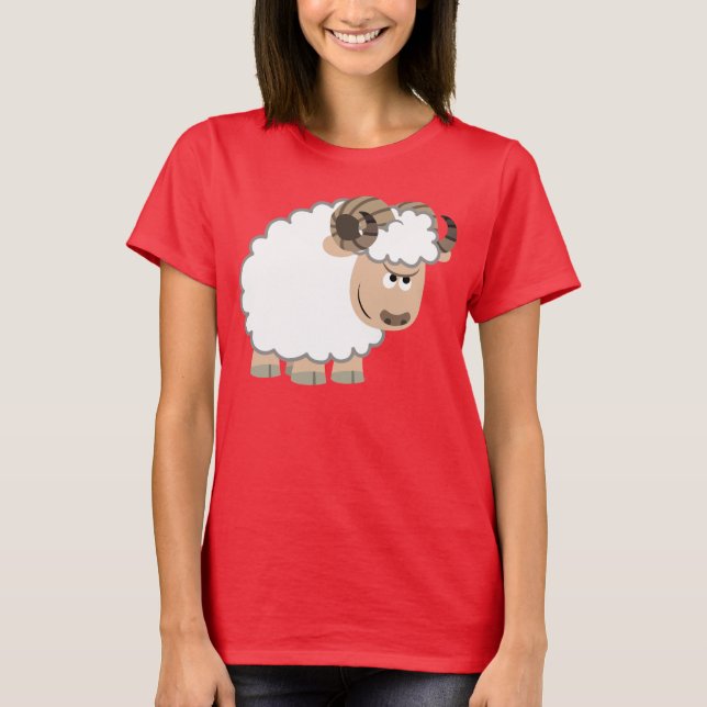 Cute Confident Cartoon Ram Women T-Shirt (Front)