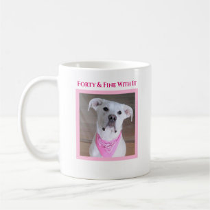 Cute Confident Dog With Soulful Eyes Forty Pink Coffee Mug