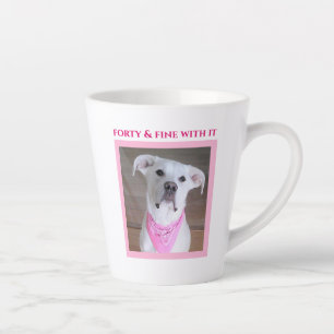 Cute Confident Dog With Soulful Eyes Forty Pink Latte Mug