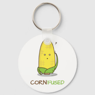 Cute Confused Corn Funny Pun Key Ring