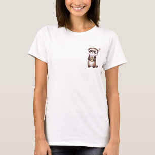 Cute Confused Ferret Holding Golden Compass T-Shirt