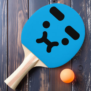 Cute Confused Pouty Face Blue Ping Pong Paddle