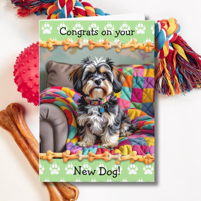 Cute Congrats on your New Lhaso Apso Dog  Card (Creator Uploaded)