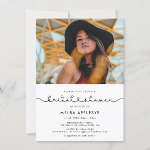Cute connecting heart font Bridal shower photo Invitation
