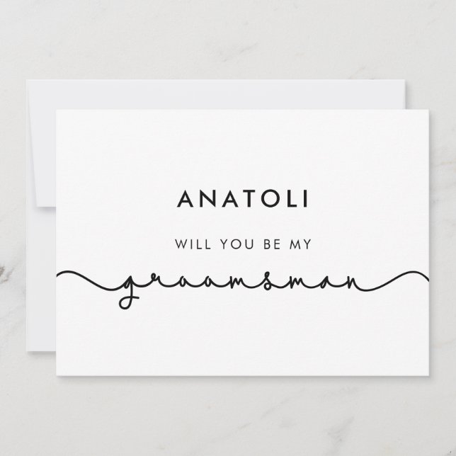 Cute connecting heart font groomsman proposal card (Front)