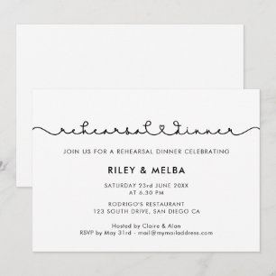 Cute connecting heart font Rehearsal dinner Invitation