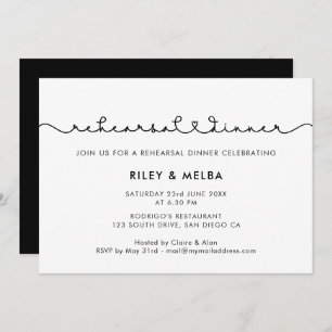 Cute connecting heart font Rehearsal dinner Invitation