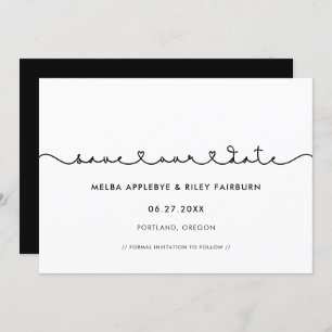 Cute connecting heart font Save our date card