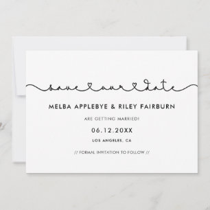 Cute connecting heart font Save our date photo Ann Announcement