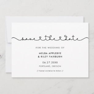 Cute connecting heart font  save the date