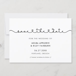 Cute connecting heart font save the date