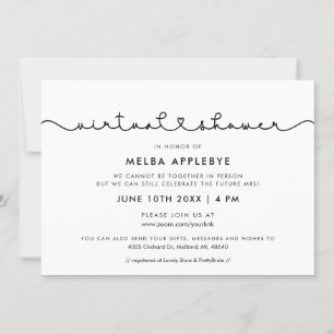 Cute connecting heart font Virtual bridal shower Invitation