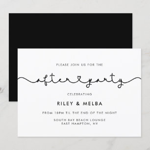Cute connecting heart font wedding after party invitation