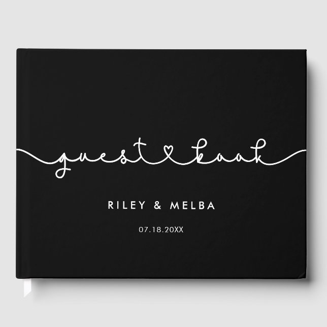 Cute connecting heart font wedding guest book (Front)