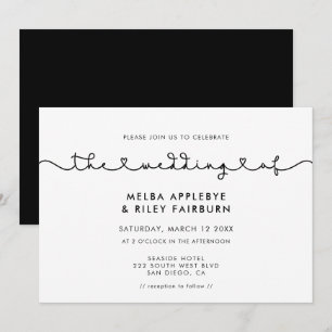 Cute connecting heart font wedding invitation