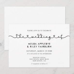 Cute connecting heart font wedding invitation