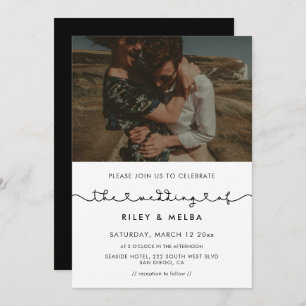 Cute connecting heart font wedding photo invitation