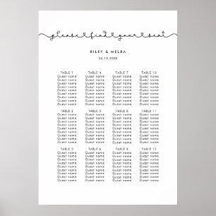 Cute connecting heart font wedding seating chart