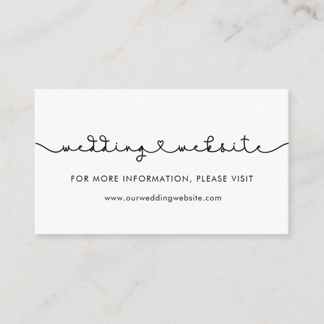 Cute connecting heart font wedding website card (Front)