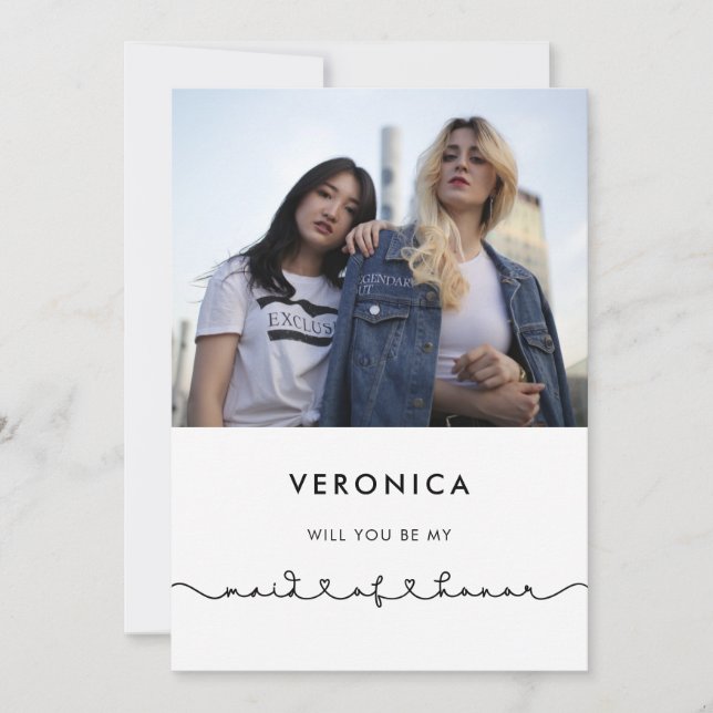 Cute connecting heart Maid of Honour proposal card (Front)