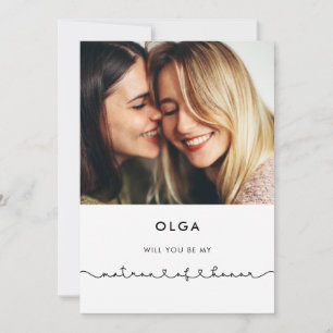 Cute connecting heart Matron of Honour proposal Invitation