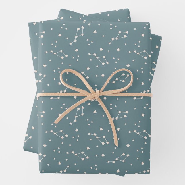Cute Constellation Sky Pattern Wrapping Paper Sheet (In situ)