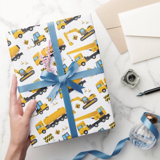Cute Construction Birthday Boys Kids Party Gifts Wrapping Paper (Gifting)