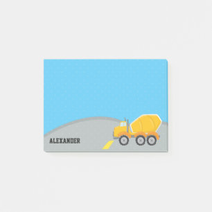 Cute Construction Cement Mixer Truck Vehicles Boys Post-it Notes