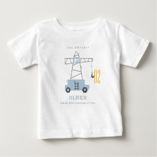 Cute Construction Crane Any Age Birthday Baby T-Shirt