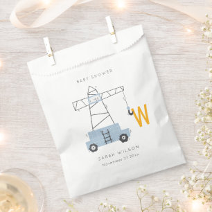 Cute Construction Crane Boy's Urban Baby Shower Favour Bags