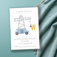 Cute Construction Crane Diaper Raffle Baby Shower 