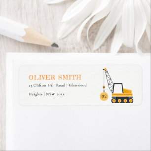 Cute Construction Crane Vehicle Any Age Birthday