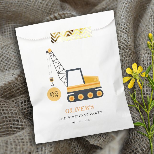 Cute Construction Crane Vehicle Any Age Birthday Favour Bags (Creator Uploaded)