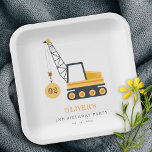Cute Construction Crane Vehicle Any Age Birthday  Paper Plate<br><div class="desc">If you need any further customisation please feel free to message me on yellowfebstudio@gmail.com.</div>