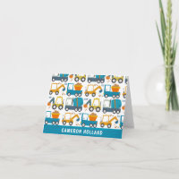 Cute Construction Diggers Personalised Stationery