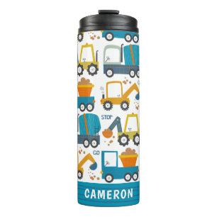 Cute Construction Diggers Personalised Thermal Tumbler