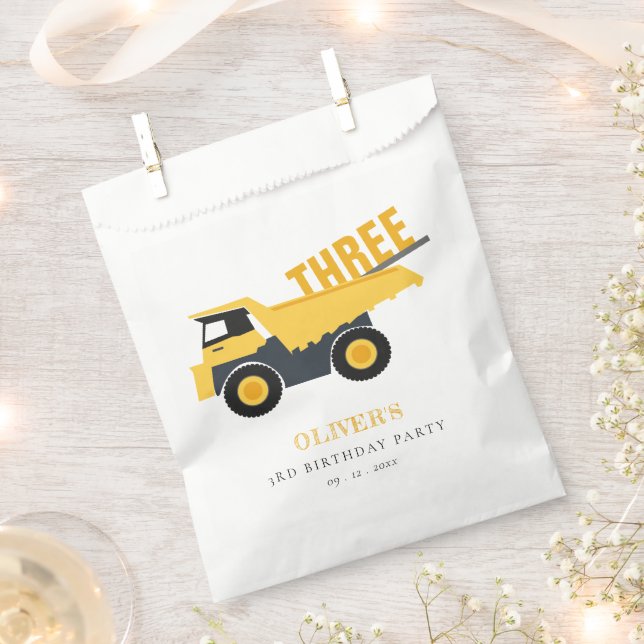 Cute Construction Dump Truck Any Age Birthday Favour Bags (Clipped)