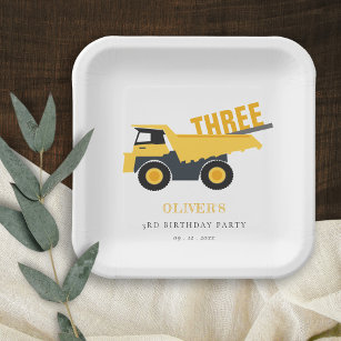 Cute Construction Dump Truck Any Age Birthday  Paper Plate