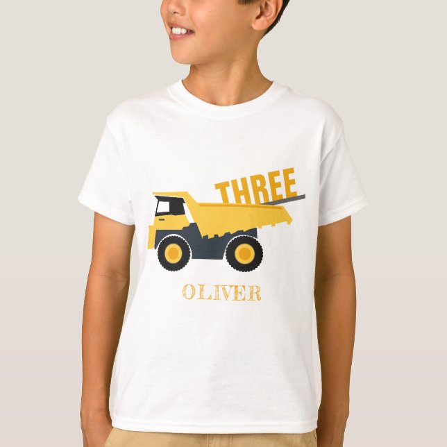 Cute Construction Dump Truck Any Age Birthday T-Shirt (Front)