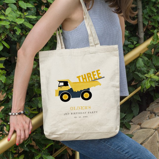 Cute Construction Dump Truck Any Age Birthday Tote Bag (Creator Uploaded)