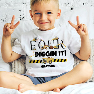 Cute Construction Dump Truck Boy 4th Birthday Toddler T-Shirt